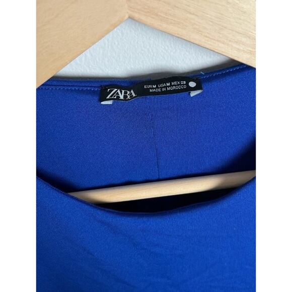 Zara Blue Bodysuit Sleeveless Crew Neck Stretch Tank Leotard Size Medium Women’s - Picture 3 of 5